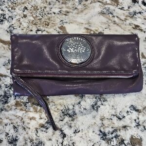 Mulberry Purple Leather Clutch